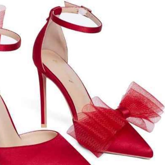 Elisabet Tang Women's Pumps Strappy Heels Stiletto Closed Toe Heels Bow Sandals - Picture 6 of 6